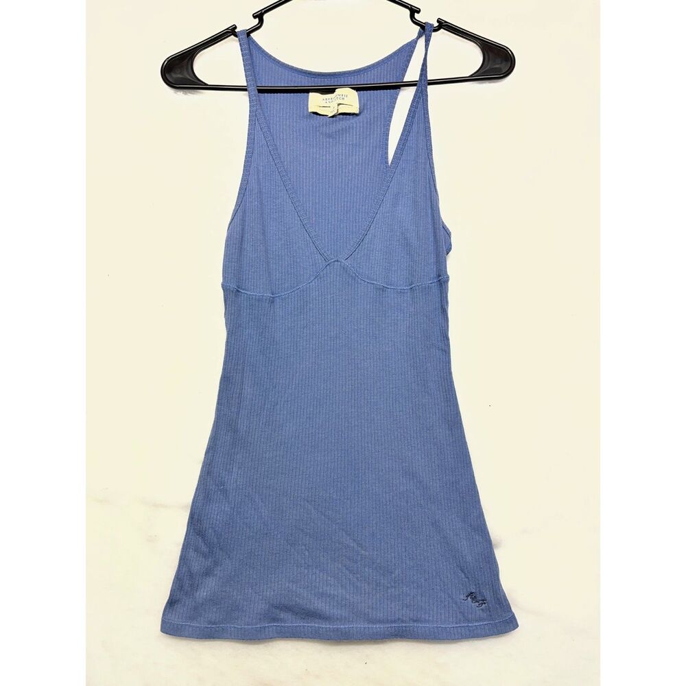 Vintage Abercrombie & Fitch Y2K ribbed tank top blue small layering tank top - Picture 2 of 9
